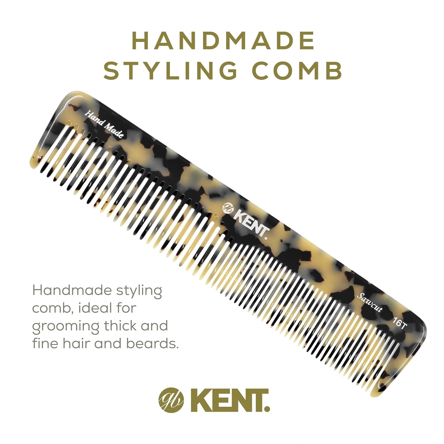 image:imageKent 16T TW Fine and Wide Tooth for Daily GroomingHandmade Styling Comb for All Hair TypesWet or Dry Hair Detangling Comb for Men and WomenSaw Cut Hand PolishedMade in EnglandWhite Tokyo