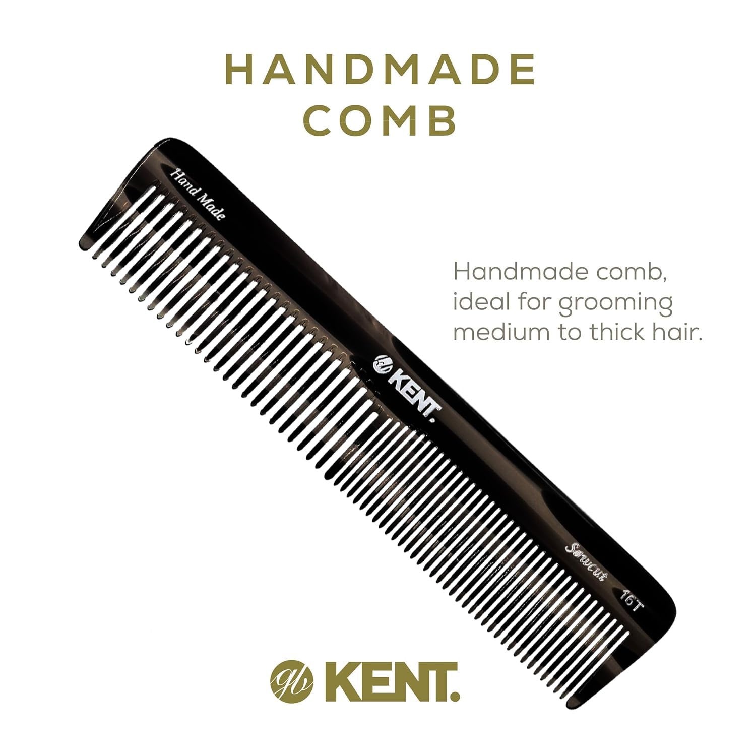 image:imageKent 16T TW Fine and Wide Tooth for Daily GroomingHandmade Styling Comb for All Hair TypesWet or Dry Hair Detangling Comb for Men and WomenSaw Cut Hand PolishedMade in EnglandGraphite