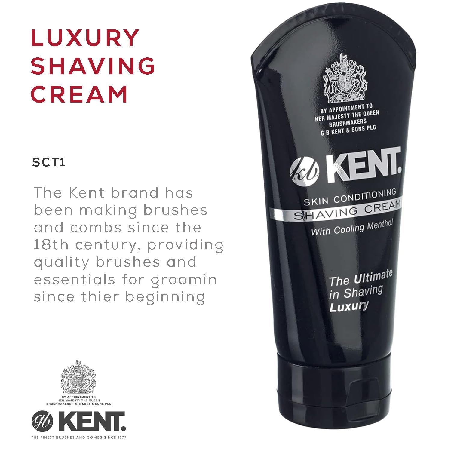 image:imageKent SCT1 Shaving Cream Tube for Smooth Cooling Menthol Shave Cream No More Nicks Cuts or Razor Burn Perfect Size for Travel or Home Great for Sensitive Skin and all Skin Types25 Ounce Pack of 1
