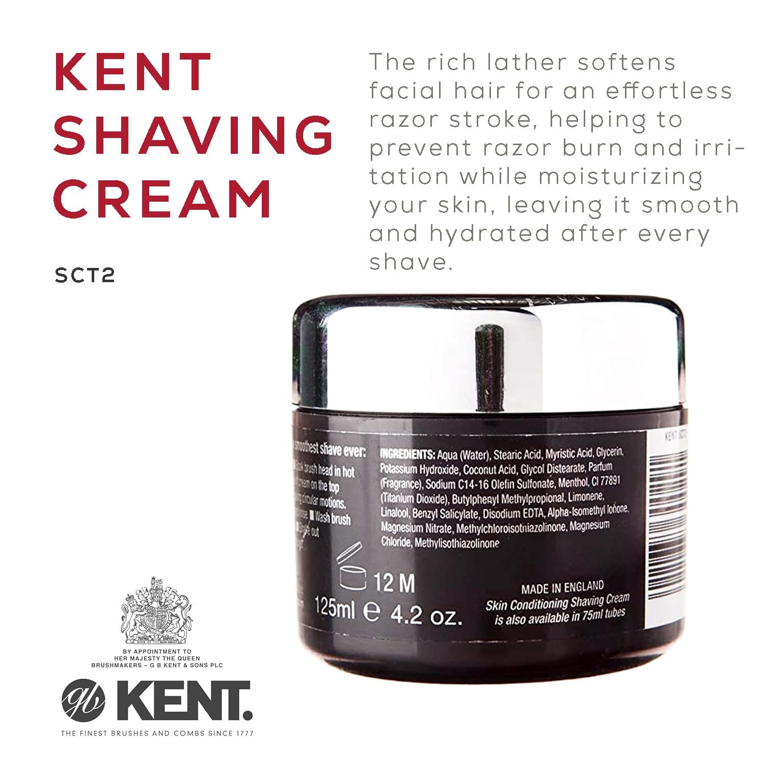 image:imageKent SCT1 Shaving Cream Tube for Smooth Cooling Menthol Shave Cream No More Nicks Cuts or Razor Burn Perfect Size for Travel or Home Great for Sensitive Skin and all Skin Types42 Ounce Pack of 1