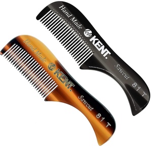 image:imageKENT 81T Handmade Beard Mustache Comb  Extra Small Mini Fine Toothed Beard and Moustache Combs Pocket Size for Facial Hair Grooming HandMade SawCut amp PolishedMade In EnglandTortoiseshellGraphite