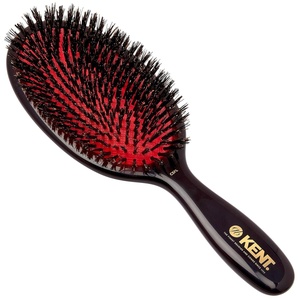 image:imageKent CSFS Classic Shine Large Oval Cushion Straightening Brush and Hair Detangler  Natural Black Boar Bristle Hair Brush  Shine Hair Brush and Scalp Scrubber for Short or ShoulderLength Thick HairLarge
