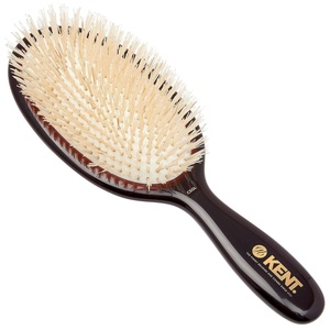 image:imageKent CSGS Classic Shine Small Oval Cushion Straightening Brush and Hair Detangler Natural White Boar Bristle Hair Brush Shine Hair Brush and Scalp Scrubber for MidLength Fine or Thinning HairLarge
