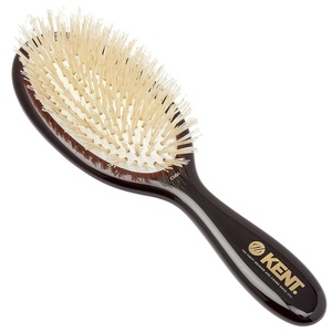 image:imageKent CSGS Classic Shine Small Oval Cushion Straightening Brush and Hair Detangler Natural White Boar Bristle Hair Brush Shine Hair Brush and Scalp Scrubber for MidLength Fine or Thinning HairSmall