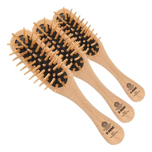 image:imageKent KB Woodyhog Travel Size Detangling Brush Beechwood Firm Rounded Wooden Bristles Natural Cushion Detangler Wooden Hair Brush for Women Men and Kids Everyday Care Made in EnglandWood