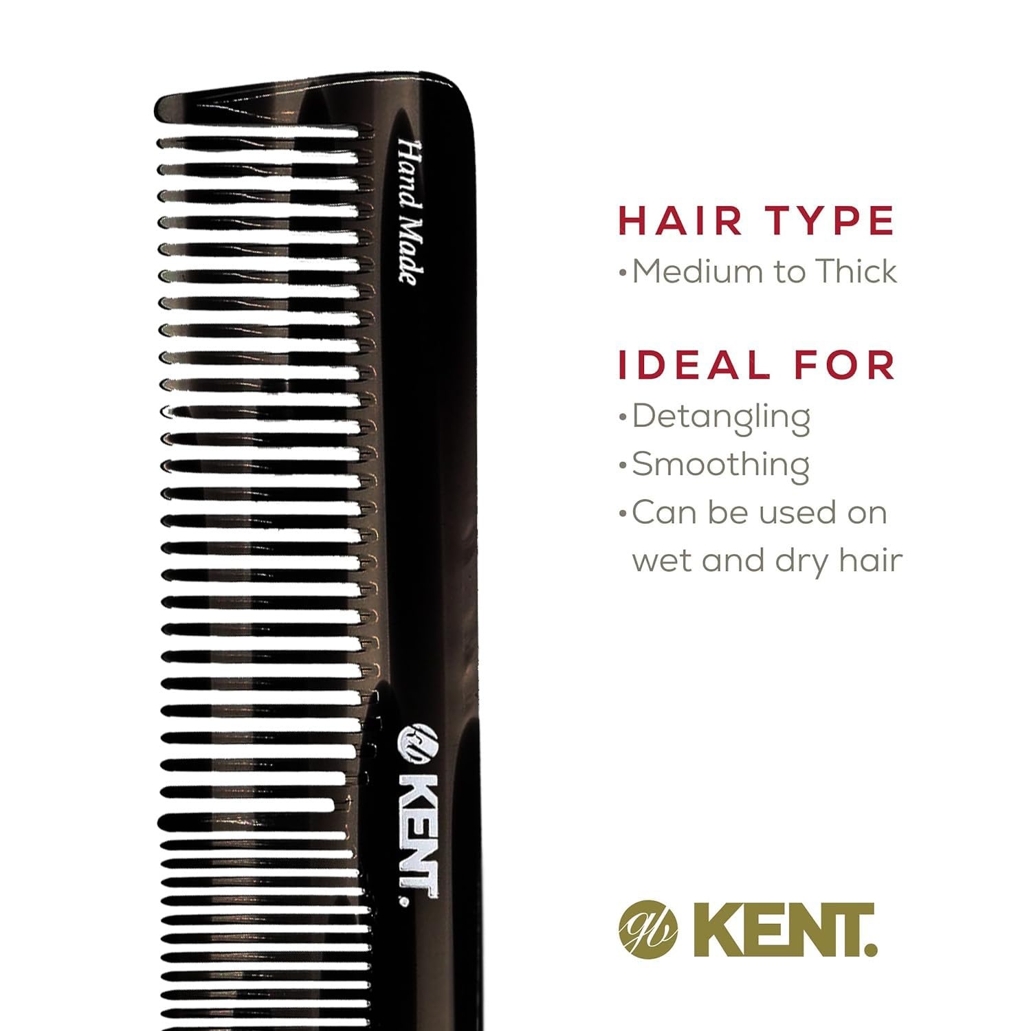 image:imageKent 16T G Black Graphite Fine and Wide Tooth for Daily GroomingHandmade Styling Comb for All Hair TypesWet or Dry Hair Detangling Comb for Men and WomenSaw Cut Hand PolishedMade in EnglandGraphite
