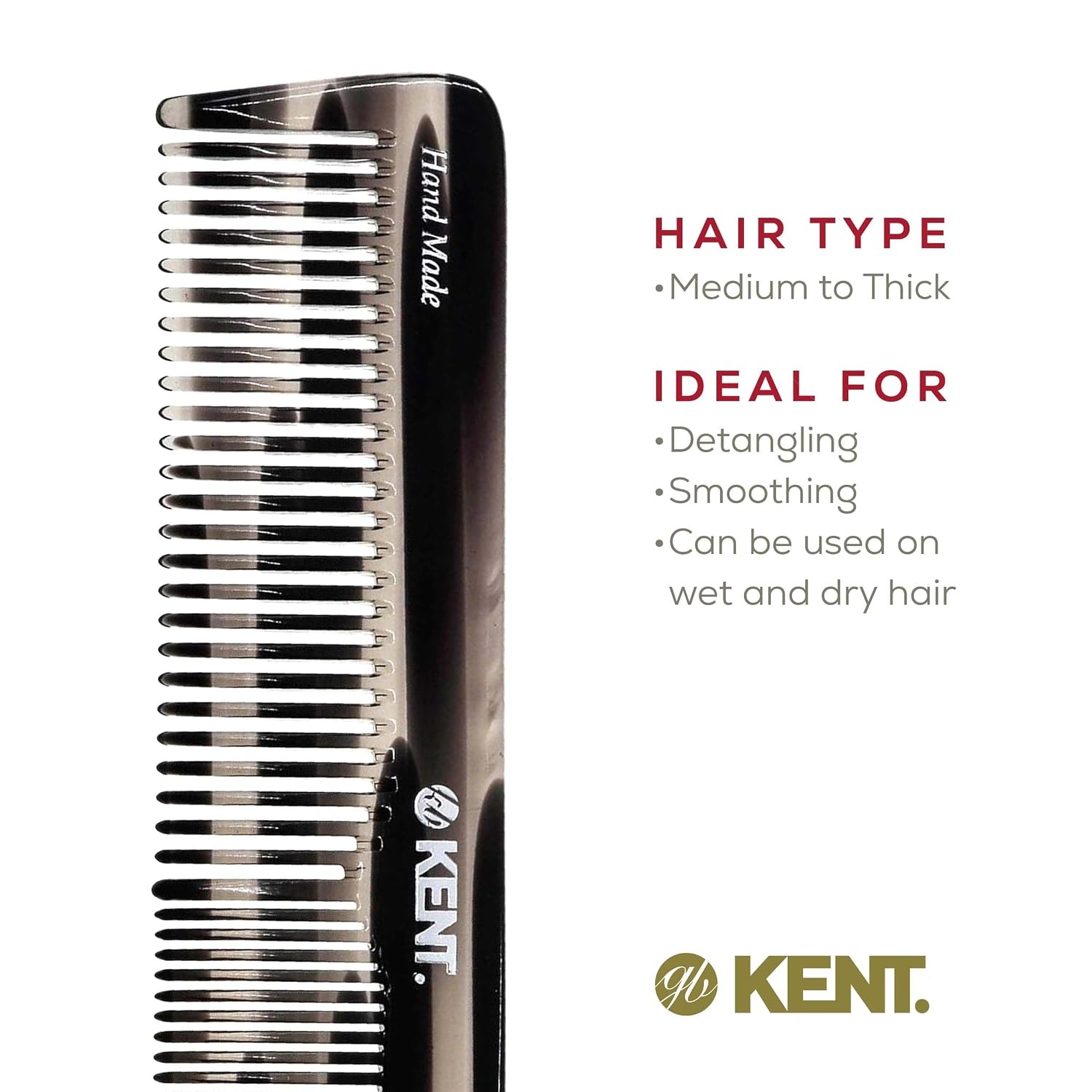 image:imageKent 16T G Black Graphite Fine and Wide Tooth for Daily GroomingHandmade Styling Comb for All Hair TypesWet or Dry Hair Detangling Comb for Men and WomenSaw Cut Hand PolishedMade in EnglandGraphite