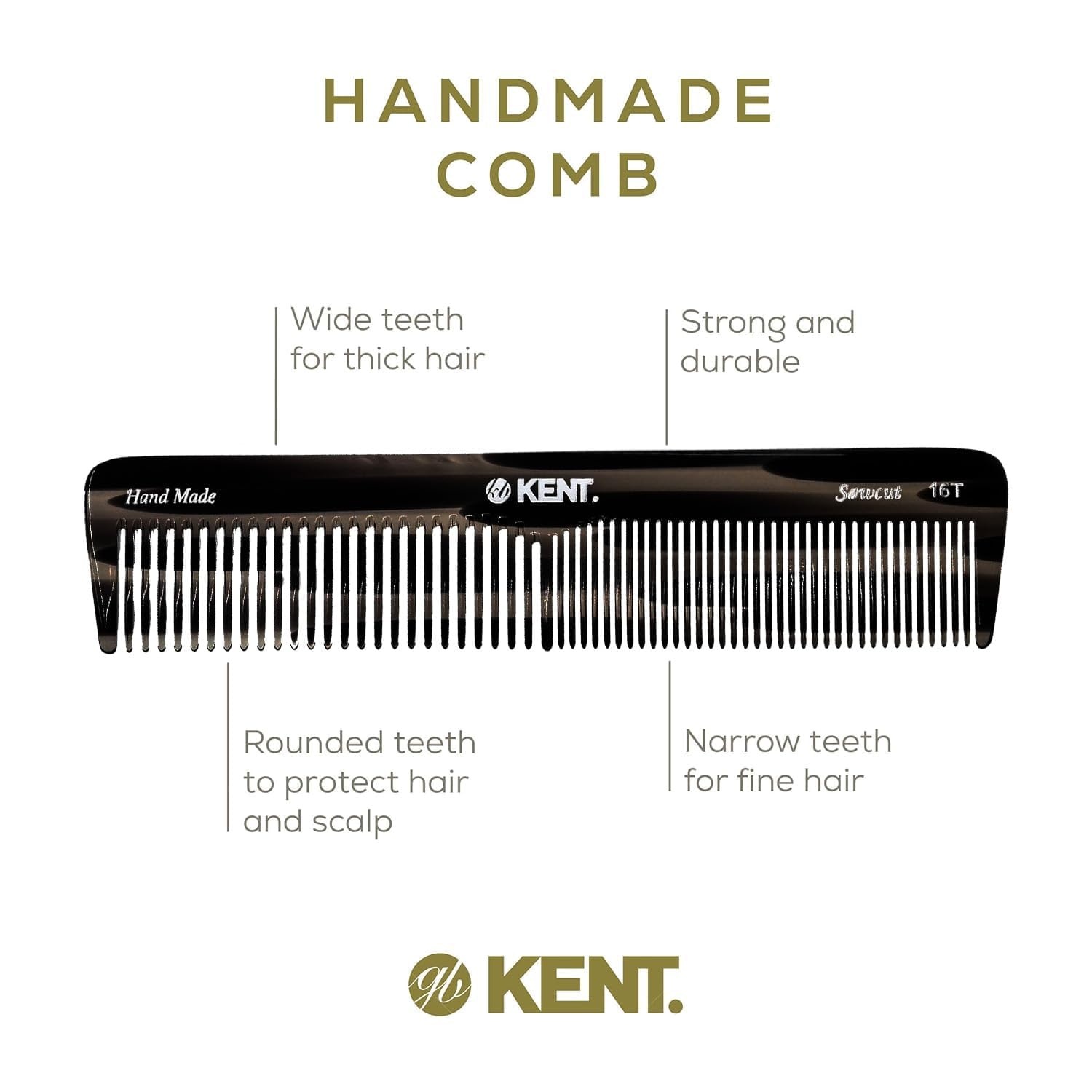 image:imageKent 16T G Black Graphite Fine and Wide Tooth for Daily GroomingHandmade Styling Comb for All Hair TypesWet or Dry Hair Detangling Comb for Men and WomenSaw Cut Hand PolishedMade in EnglandCombo
