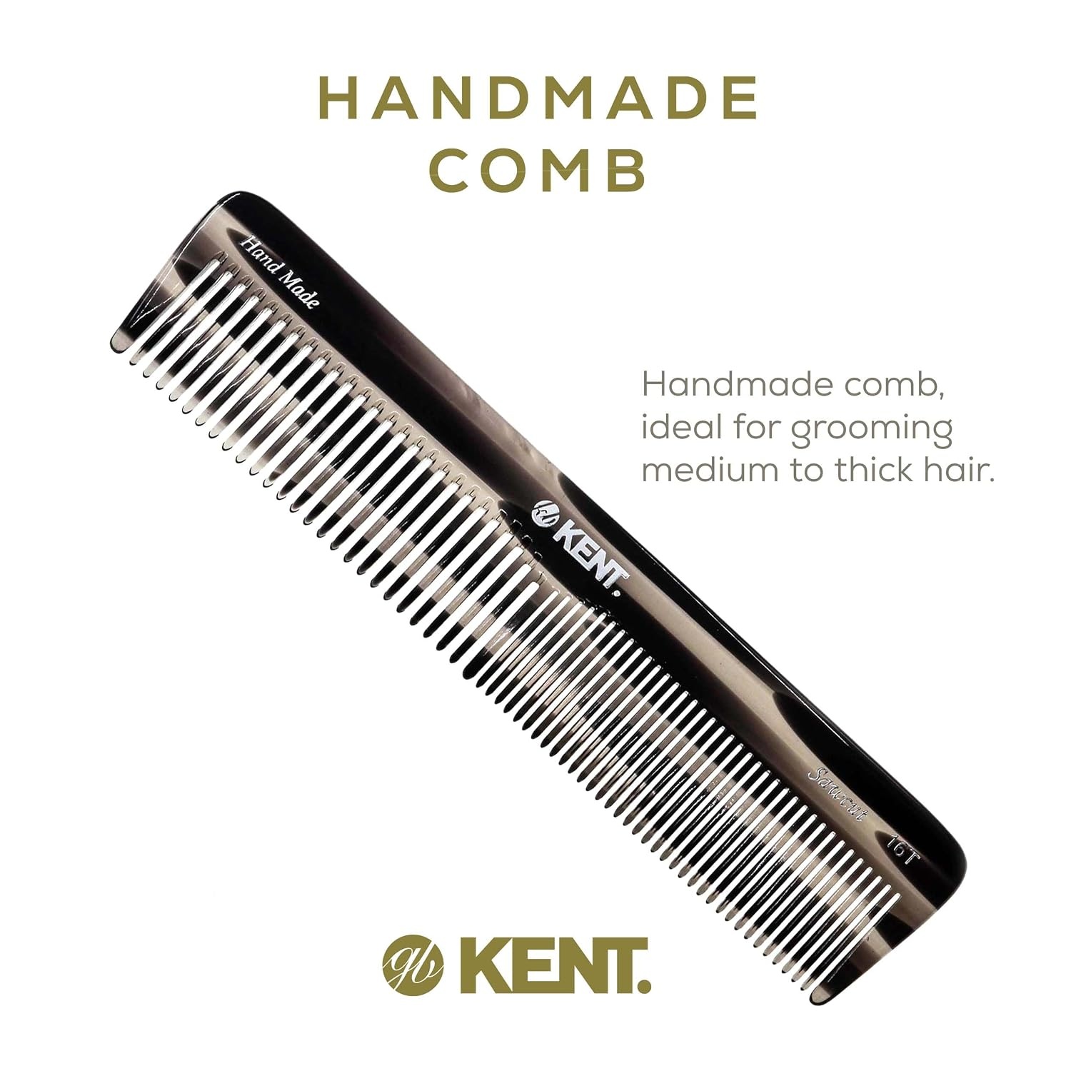 image:imageKent 16T G Black Graphite Fine and Wide Tooth for Daily GroomingHandmade Styling Comb for All Hair TypesWet or Dry Hair Detangling Comb for Men and WomenSaw Cut Hand PolishedMade in EnglandGraphite