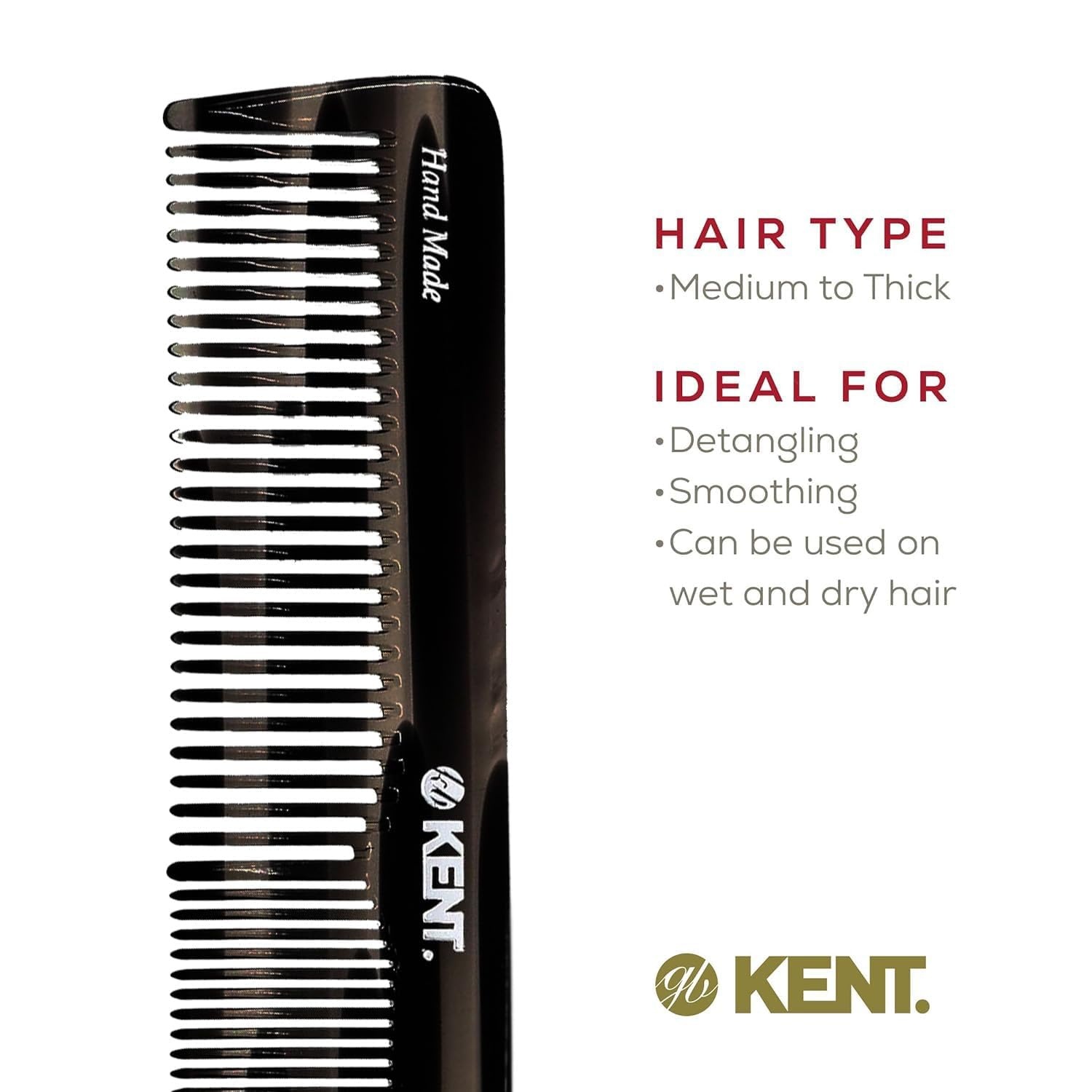 image:imageKent 16T G Black Graphite Fine and Wide Tooth for Daily GroomingHandmade Styling Comb for All Hair TypesWet or Dry Hair Detangling Comb for Men and WomenSaw Cut Hand PolishedMade in EnglandCombo