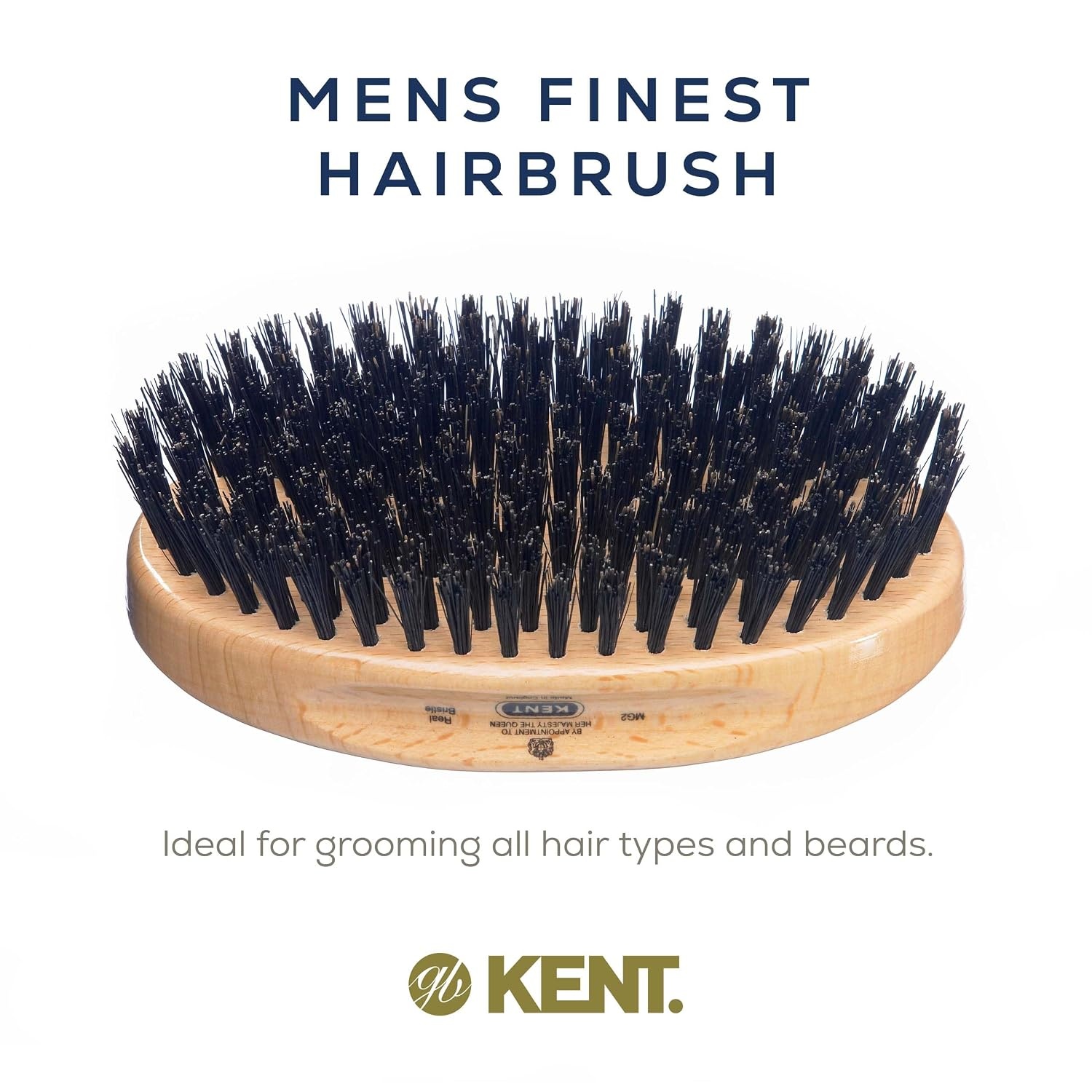 image:imageKent MG2 Boar Bristle Hair Brush for Men Military Brush with Natural Boar Bristles for Mens Grooming for All Hair Types 360 Wave Brush Travel side for beard and mustacheMG2