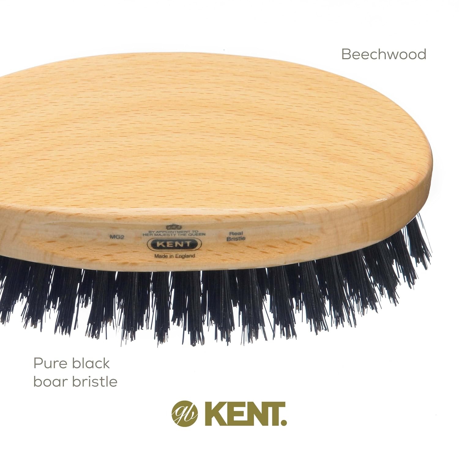 image:imageKent MG2 Boar Bristle Hair Brush for Men Military Brush with Natural Boar Bristles for Mens Grooming for All Hair Types 360 Wave Brush Travel side for beard and mustacheMG2