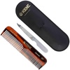 image:imageKent OT Tortoiseshell Pocket Comb  Handmade Fine and Wide Tooth Hair Comb for Men Women and Kids  Travel Beard and Mustache Comb  Saw Cut and Hand Polished Made in EnglandLeather Case