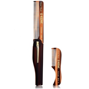 image:imageKent 20T Handmade Fine Tooth Folding Comb with Hand Made 81T Mini Pocket Comb for Beards and Mustache  Beard GrowthFine Tooth  Beard Straightener for Mens Grooming KitTortoiseshell