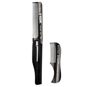image:imageKent 20T Handmade Fine Tooth Folding Comb with Hand Made 81T Mini Pocket Comb for Beards and Mustache  Beard GrowthFine Tooth  Beard Straightener for Mens Grooming KitGraphite
