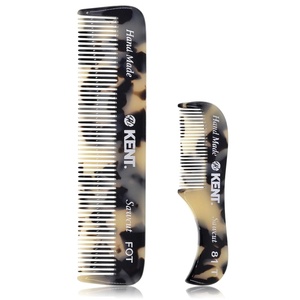 image:imageKent 81T FOT Tortoiseshell Beard Pocket Comb Set for Men  Beard Kit for Travel and Home Mustache Comb for Men Mini Comb Beard Combs for Mens Grooming Sawcut Hand polished Made in EnglandWhite Tokyo