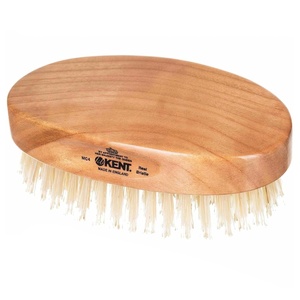 image:imageKent MC4 Mens Hair and Beard Brush Kit Exfoliating Natural Boar Bristle Hair Brush Cherrywood Base with Firm Bristles for Coarse Hair Types  LPC3 Brush Cleaner  Premium Grooming SetMC4