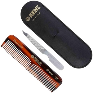 image:imageKent NU19 Gift Set with OT Fine ToothWide Tooth Pocket Comb for Hair Mustache and Beard for Men Women and Kids Travel Set with Leather Pouch and Stainless Steel Nail File Handmade in England1 Pack