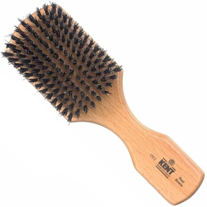 image:imageKent OG2 Beechwood Club HairBrush 100 Natural Boar Bristle for Mens Grooming All Hair Types and Beard Lengths Travel Size with Hair Brush Cleaner Slick Back Hair brush