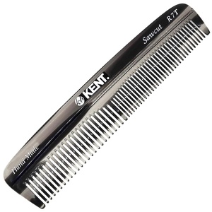 image:imageKent R7T Black Graphite Fine Tooth and Wide Tooth Hair Comb  Handmade Pocket Comb for Men Best Beard and Mustache Comb for Everyday Grooming Sawcut made in England